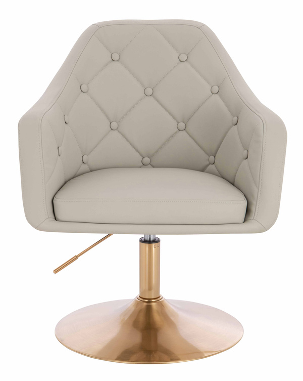 HR831N Scaun Ecru Piele Ecologica Premium Soft cu Bază Aurie