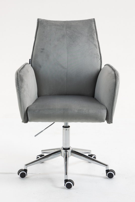 HR280K Scaun Gray din Catifea cu Bază Cromata