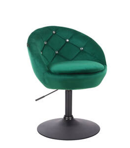 HR948N Scaun Verde din Catifea cu Bază Neagră
