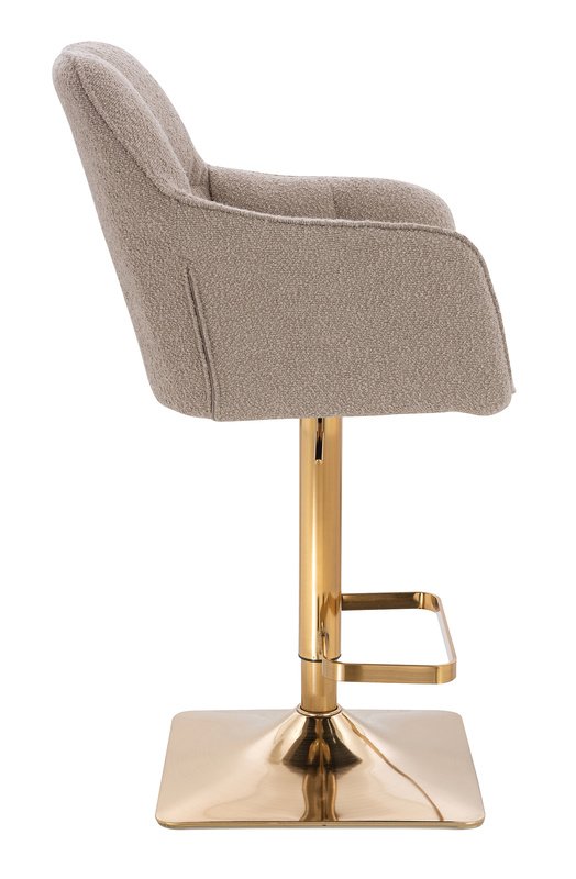 HR550KW Scaun Latte Boucle cu Bază Aurie