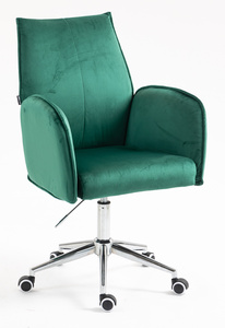 HR280K Scaun Verde din Catifea cu Bază Cromata