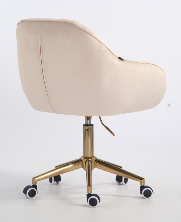 HR2055K Scaun Crem din Catifea cu Bază Aurie
