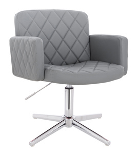 HR802CROSS Scaun Gri din Piele Ecologica cu Bază Cromata