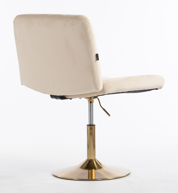 HR150N Scaun Crem din Catifea cu Bază Aurie