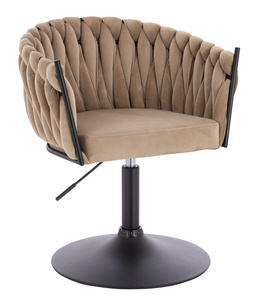 HR750N Scaun Latte din Catifea cu Bază Neagră