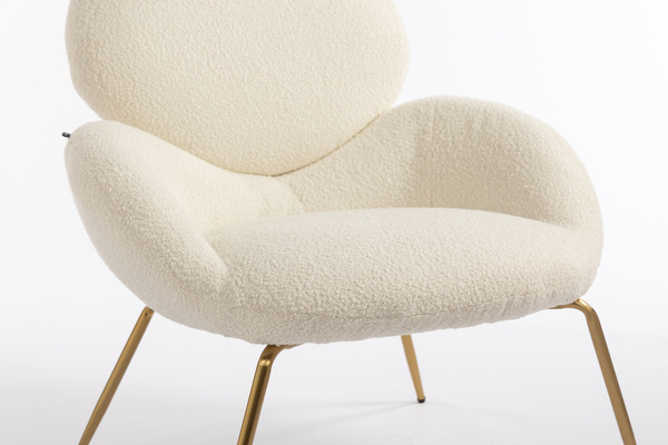 HR2045 Scaun Crem Boucle cu Bază Aurie