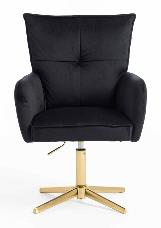 HR250CROSS Scaun Catifea Neagră Bază Aurie