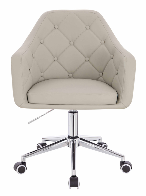 HR831K Scaun Ecru Piele Ecologica Premium Soft cu Bază Cromata