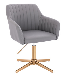 HC190CROSS Scaun Gri din Piele Ecologica cu Bază Aurie