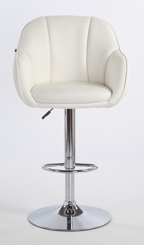 HR2055W Scaun Alb din Piele Ecologica cu Bază Cromata