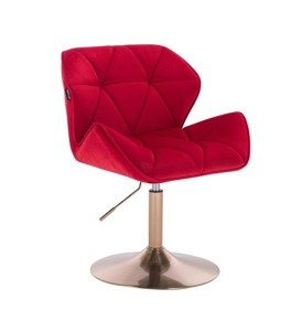 HR111N Scaun Roșu Catifea cu Bază Aurie