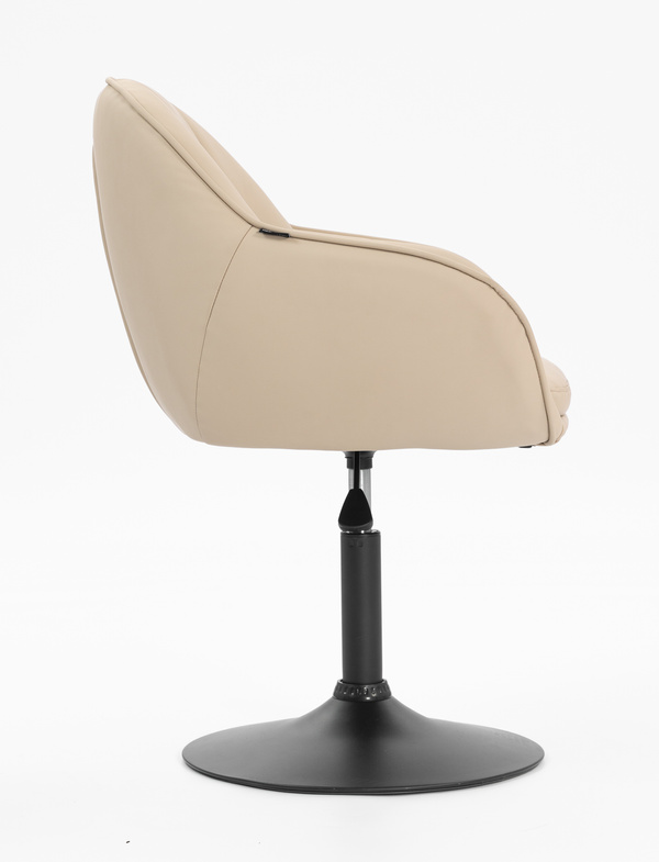 HR2055N Scaun Crem din Piele Ecologica cu Bază Neagră