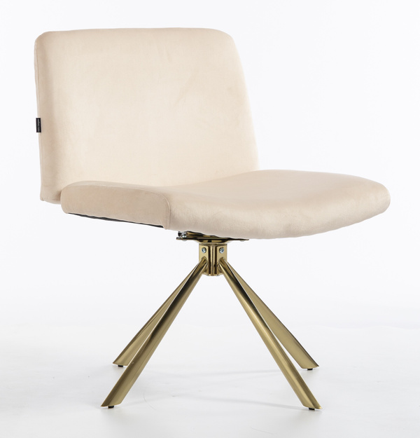 HR150 BAZĂ STEA Scaun Crem din Catifea cu Bază Aurie