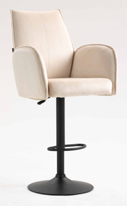 HR280W Scaun Crem din Catifea cu Bază Neagră