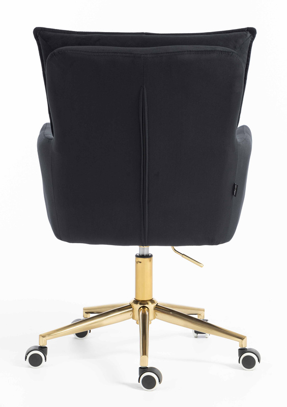 HR250K Scaun Catifea Neagră Bază Aurie