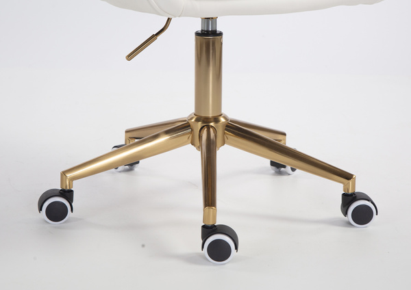 HR2055K Scaun Alb din Piele Ecologica cu Bază Aurie