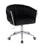 HR750K Scaun Neagră din Catifea cu Bază Cromata